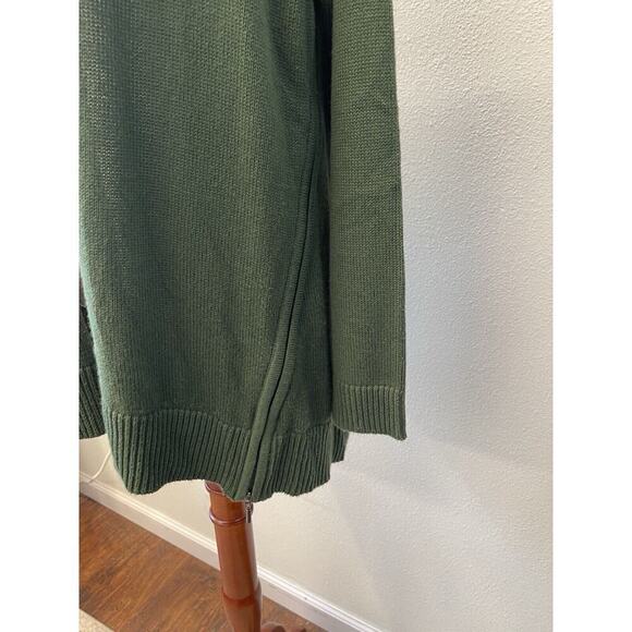 J. Jill Cardigan Sweater Womens Size L Dark Green Cotton Knit Open Front - Picture 3 of 8